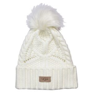UGG Cream Cable Knit Pom-Pom Beanie YOUTH